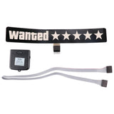 Car LED Panels displaying "wanted" text with five stars in white on black background.